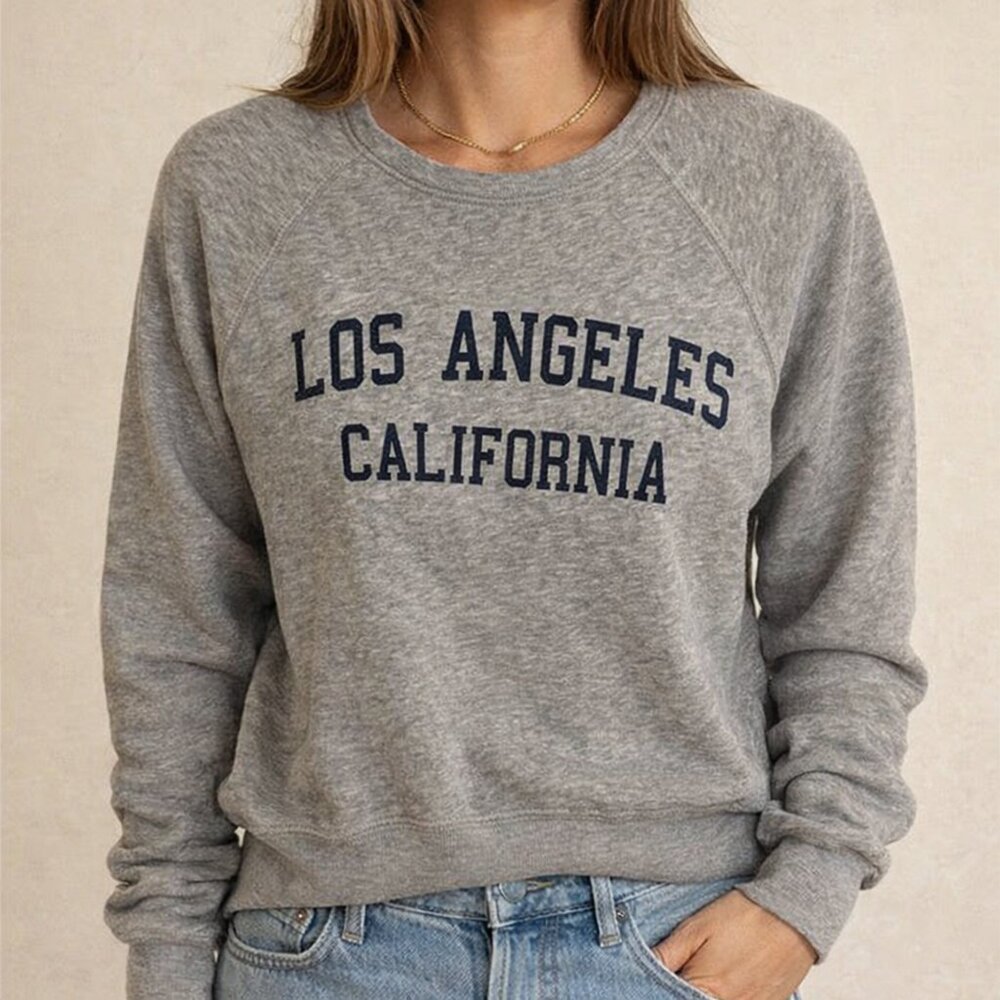 Brandy Melville Gray Sweatshirt with Navy Blue Los Angeles Print Size S